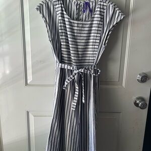 Striped Gray and White Women's Maternity Dress